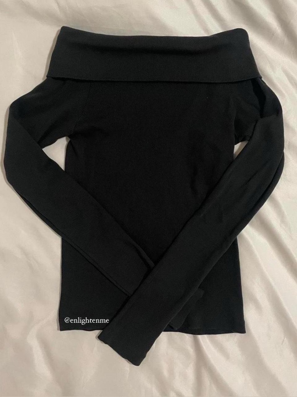 Brandy Melville Peggy black off the shoulder ribbed long sleeve top